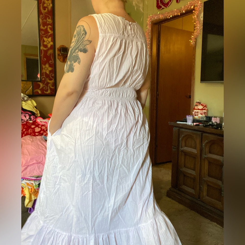 A new day cotton lavender and white stripe sleeveless maxi dress - Picture 2 of 4